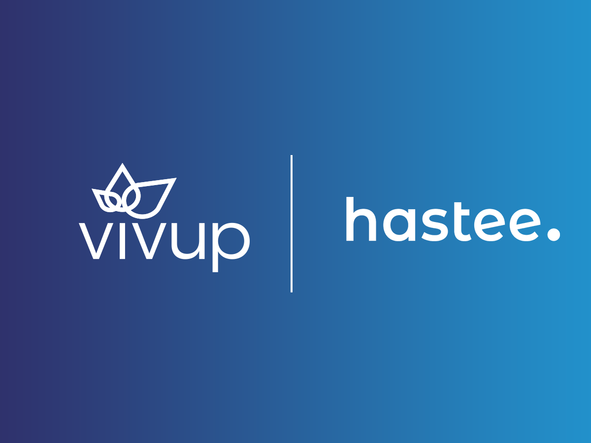 Vivup and hastee logos on a partnership announcement