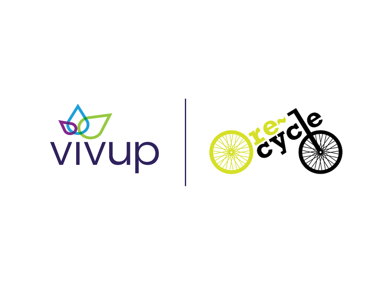 Vivup and re-cycle logos on a partnership announcement