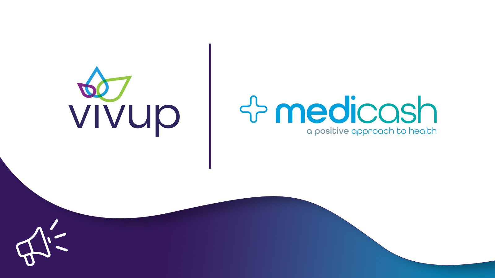 Vivup and medicash logos on a partnership announcement